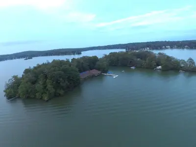an island in the middle of a large body of water at Captains Cabin - Cozy Cabin in Laurel Island in East Hampton