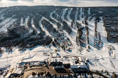 an aerial view of a ski resort in the snow at Blue Mountain Crossing in East Stroudsburg