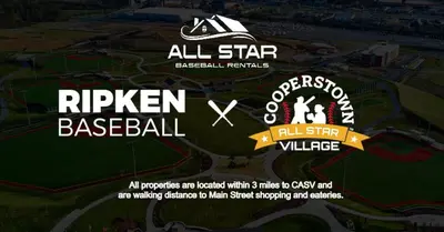 a flyer for a baseball game with a map at The Main Lineup Apt 4 - All Star Baseball Rentals in Oneonta