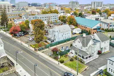 an aerial view of a city with houses and a street at Harbor Haven, Apt #2, 2 BR/1BA in Stamford