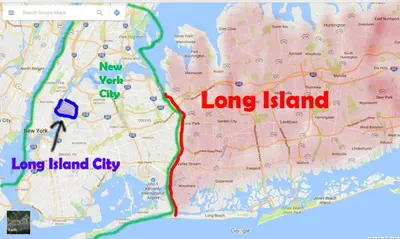 a map of long island with a long island city highlighted at Bedroom 10 mins to Times Square! and is first floor in Queens