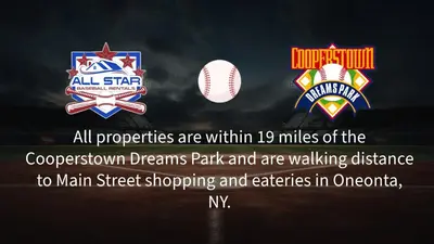a group of signs with baseball and softball at Triple Play Apt 2 All Star Baseball Rentals in Oneonta